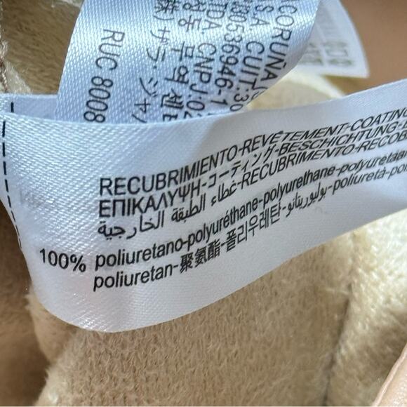 Zara Beige Camel Tan Faux Leather Slim Leg High Rise Pant Hem Slit Women’s Small - Picture 10 of 12